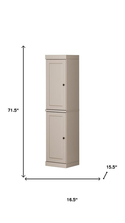 72" Beige Solid Wood Two Door Pantry Or Storage Closet HomeRoots