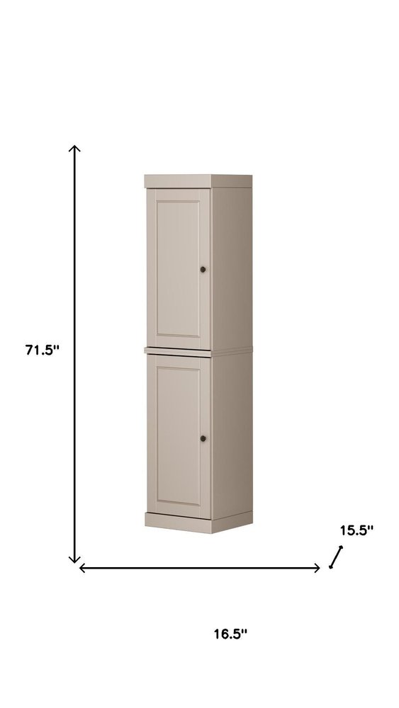 72" Beige Solid Wood Two Door Pantry Or Storage Closet — view 4