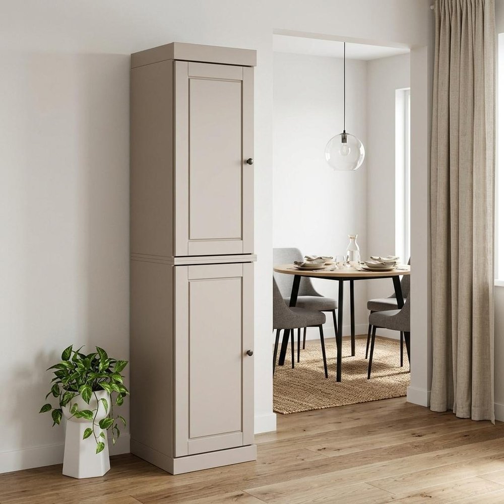 72" Beige Solid Wood Two Door Pantry Or Storage Closet — view 5