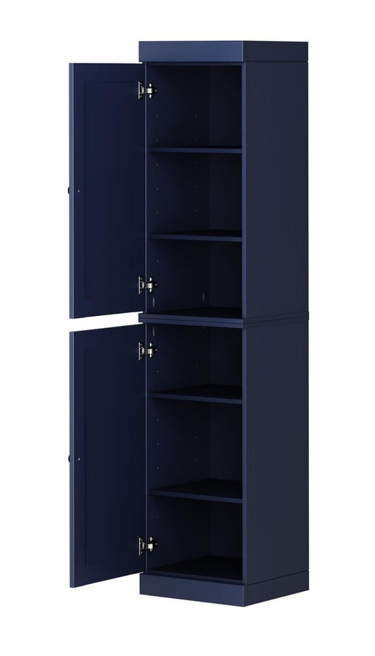 72" Navy Blue Solid Wood Two Door Pantry Or Storage Closet HomeRoots