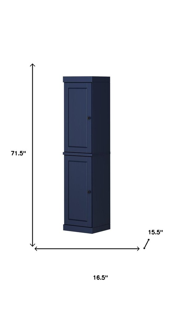 72" Navy Blue Solid Wood Two Door Pantry Or Storage Closet — view 4