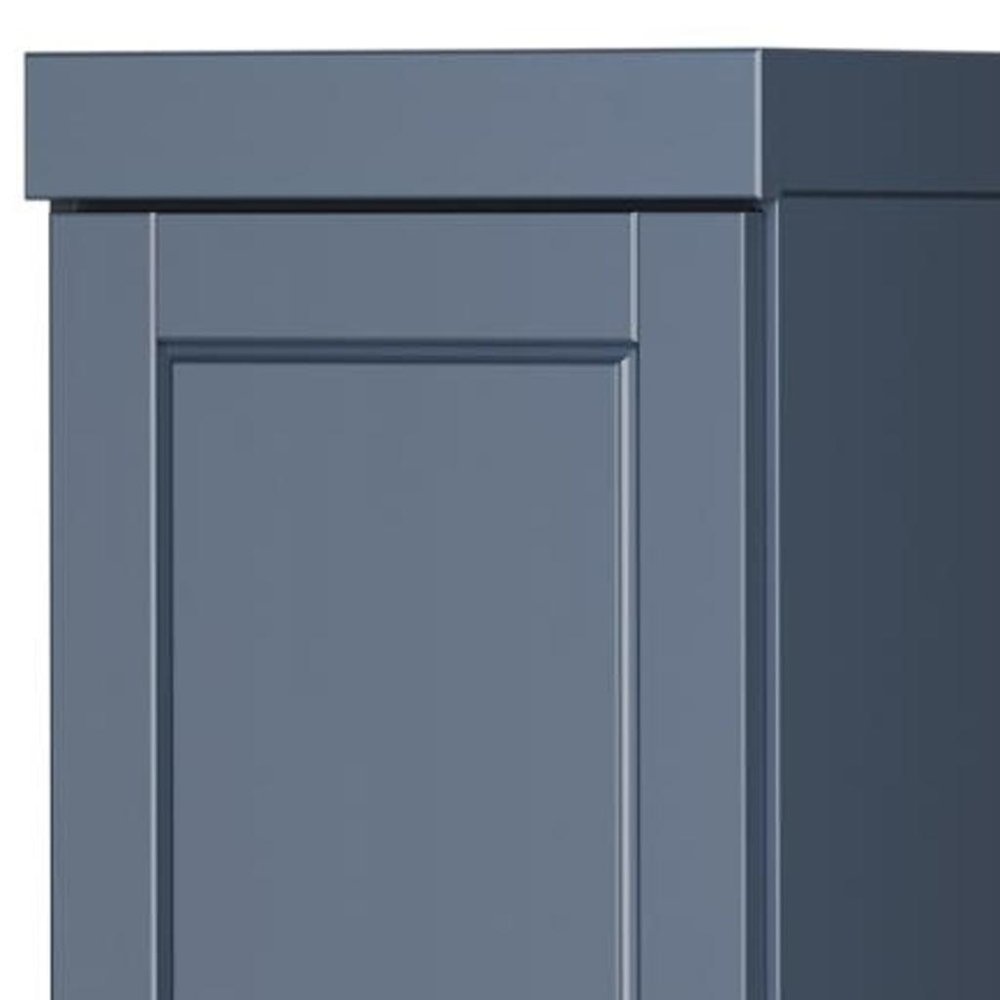 72" French Blue Solid Wood Two Door Pantry Or Storage Closet — view 4