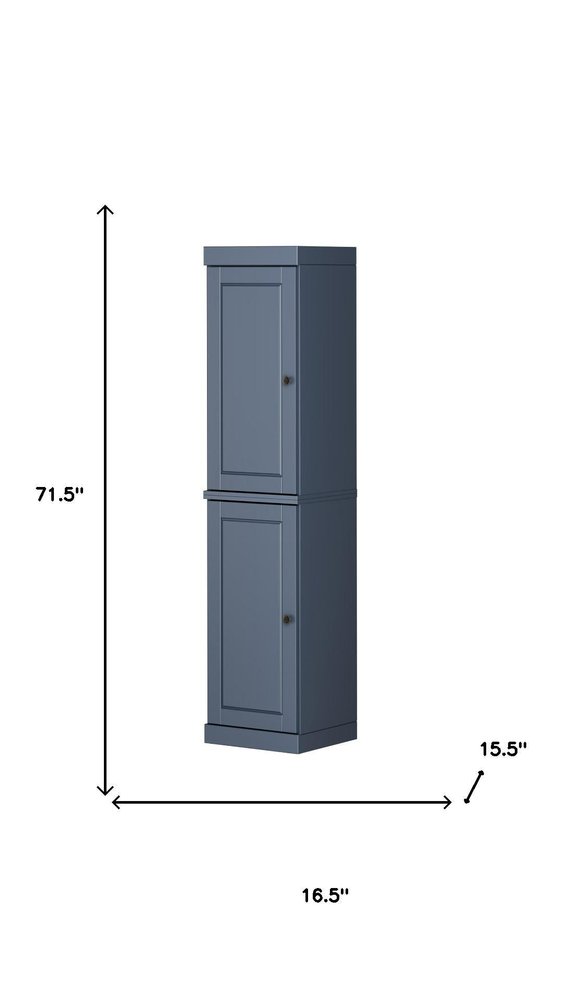 72" French Blue Solid Wood Two Door Pantry Or Storage Closet — view 5
