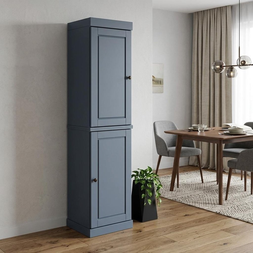 72" French Blue Solid Wood Two Door Pantry Or Storage Closet HomeRoots