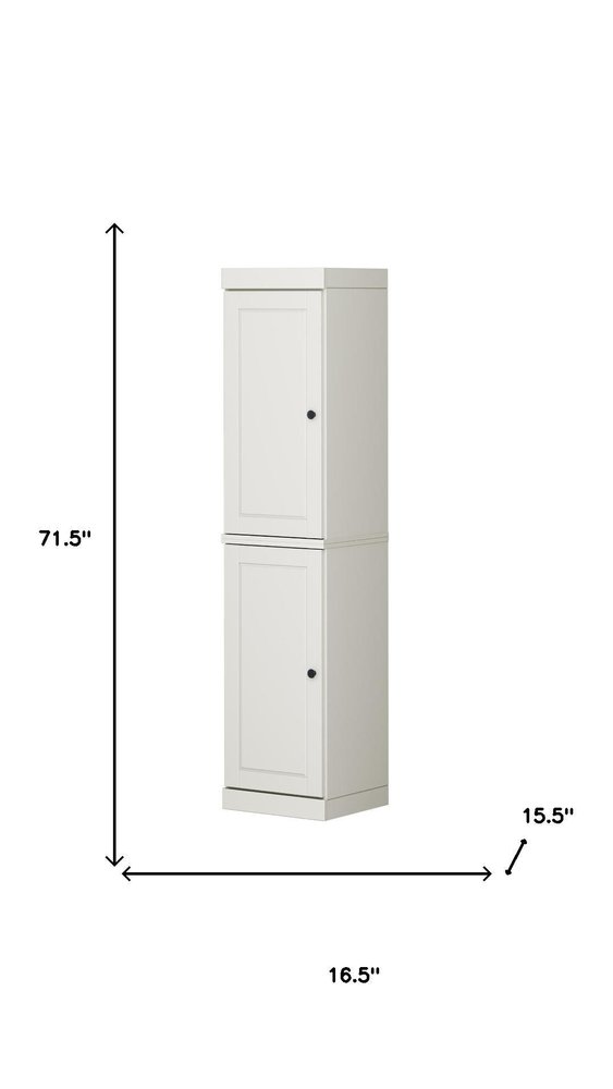 72" Off White Solid Wood Two Door Pantry Or Storage Closet — view 5