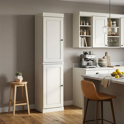 72" Off White Solid Wood Two Door Pantry Or Storage Closet HomeRoots