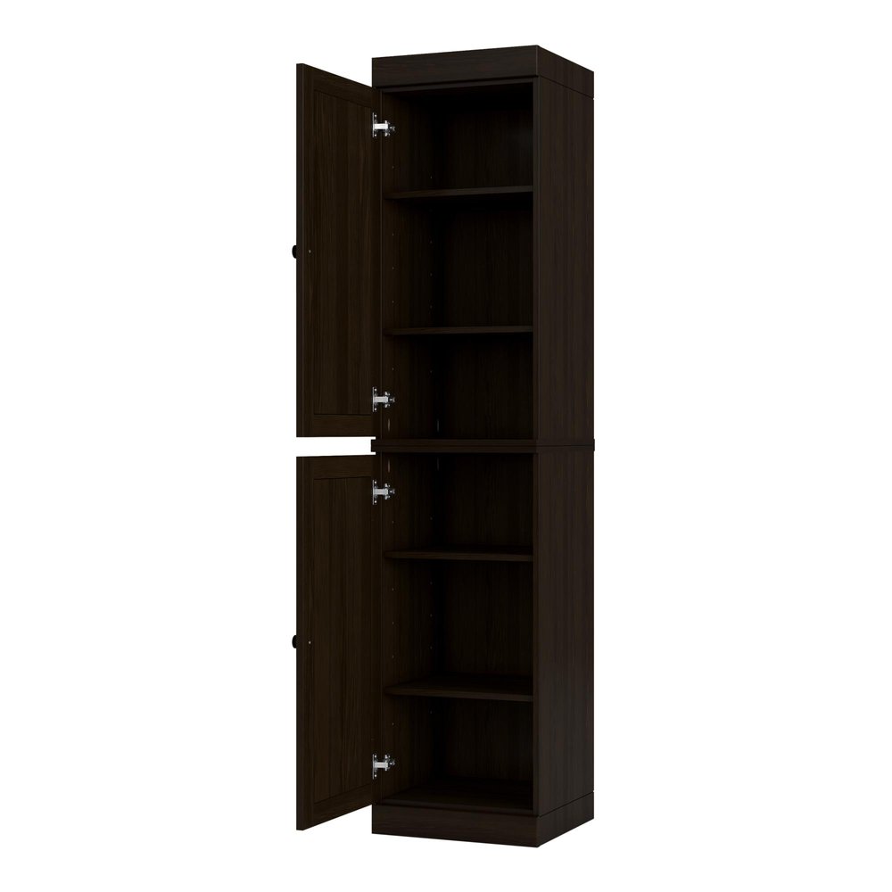 72" Espresso Solid Wood Two Door Pantry Or Storage Closet
