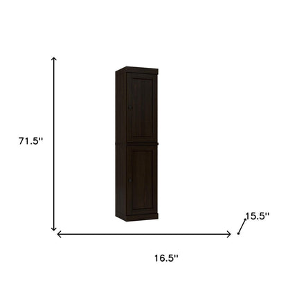 72" Espresso Solid Wood Two Door Pantry Or Storage Closet HomeRoots