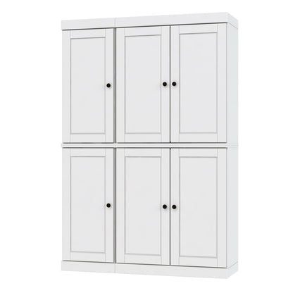 72" White Solid Wood 8 Pantry Or Storage Closet HomeRoots