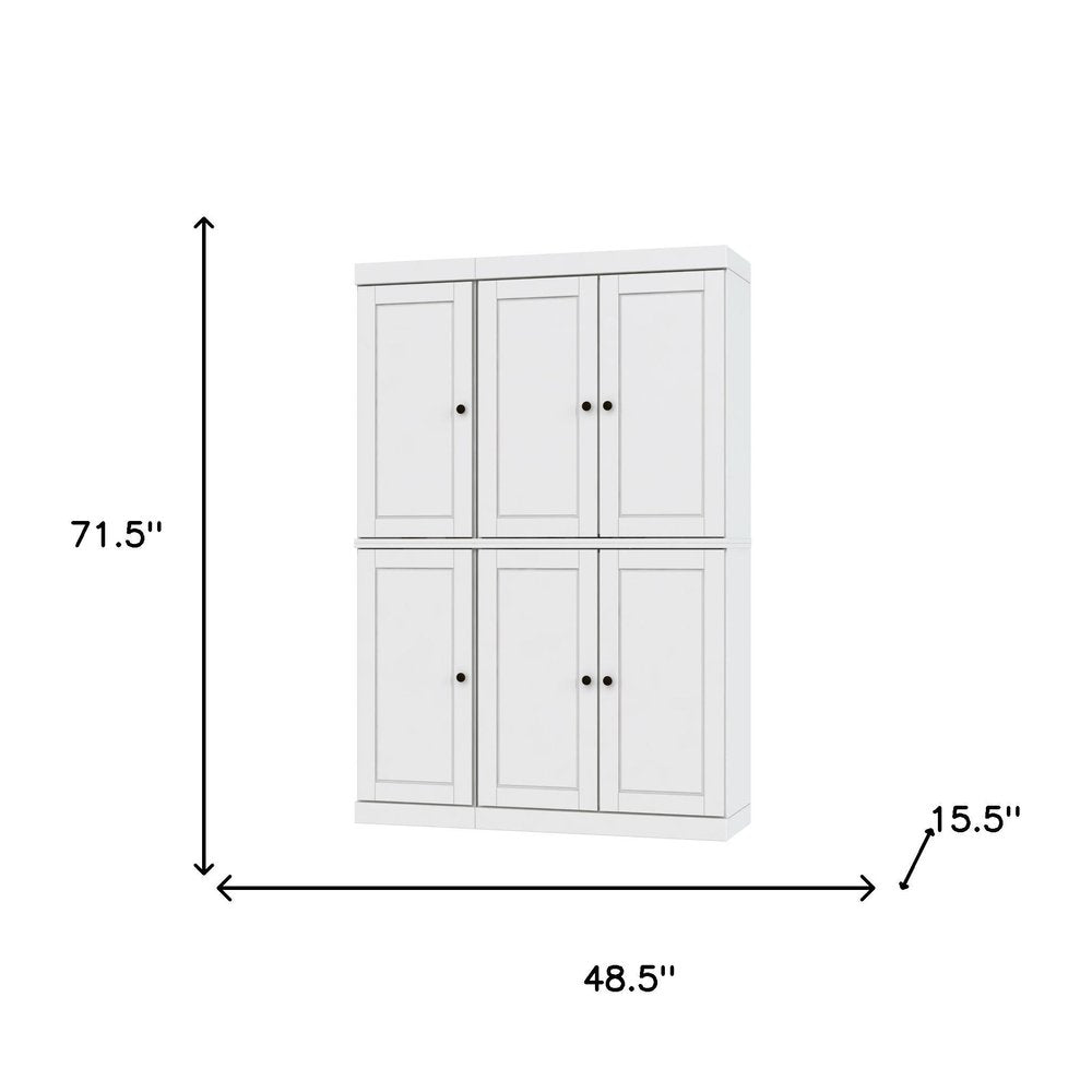 72" White Solid Wood 8 Pantry Or Storage Closet HomeRoots