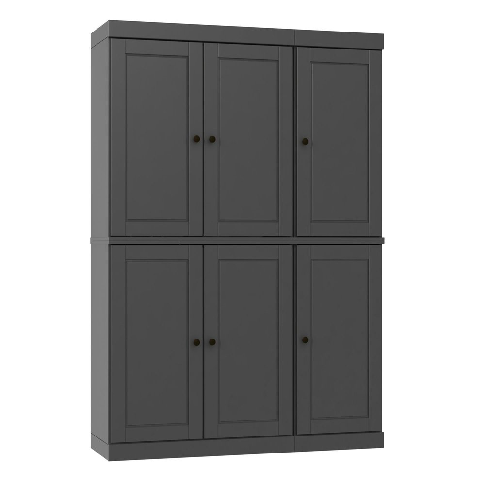 72" Gray Solid Wood 8 Pantry Or Storage Closet