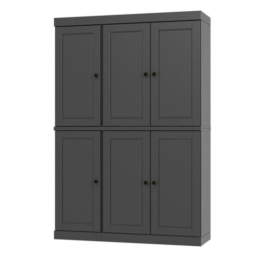 72" Gray Solid Wood 8 Pantry Or Storage Closet HomeRoots