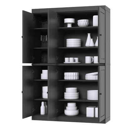 72" Gray Solid Wood 8 Pantry Or Storage Closet