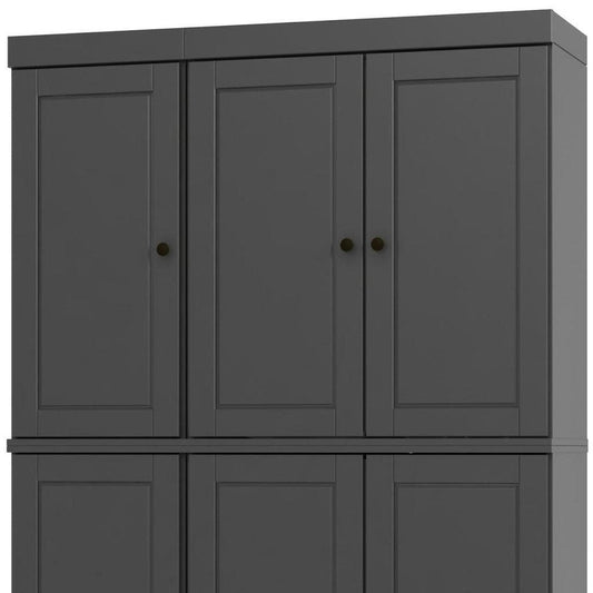 72" Gray Solid Wood 8 Pantry Or Storage Closet HomeRoots