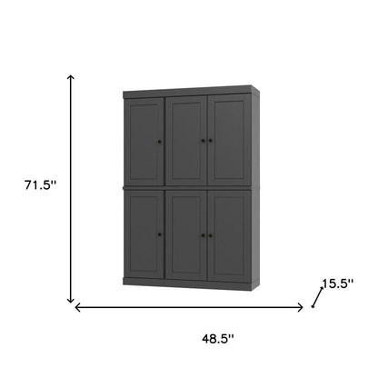 72" Gray Solid Wood 8 Pantry Or Storage Closet HomeRoots