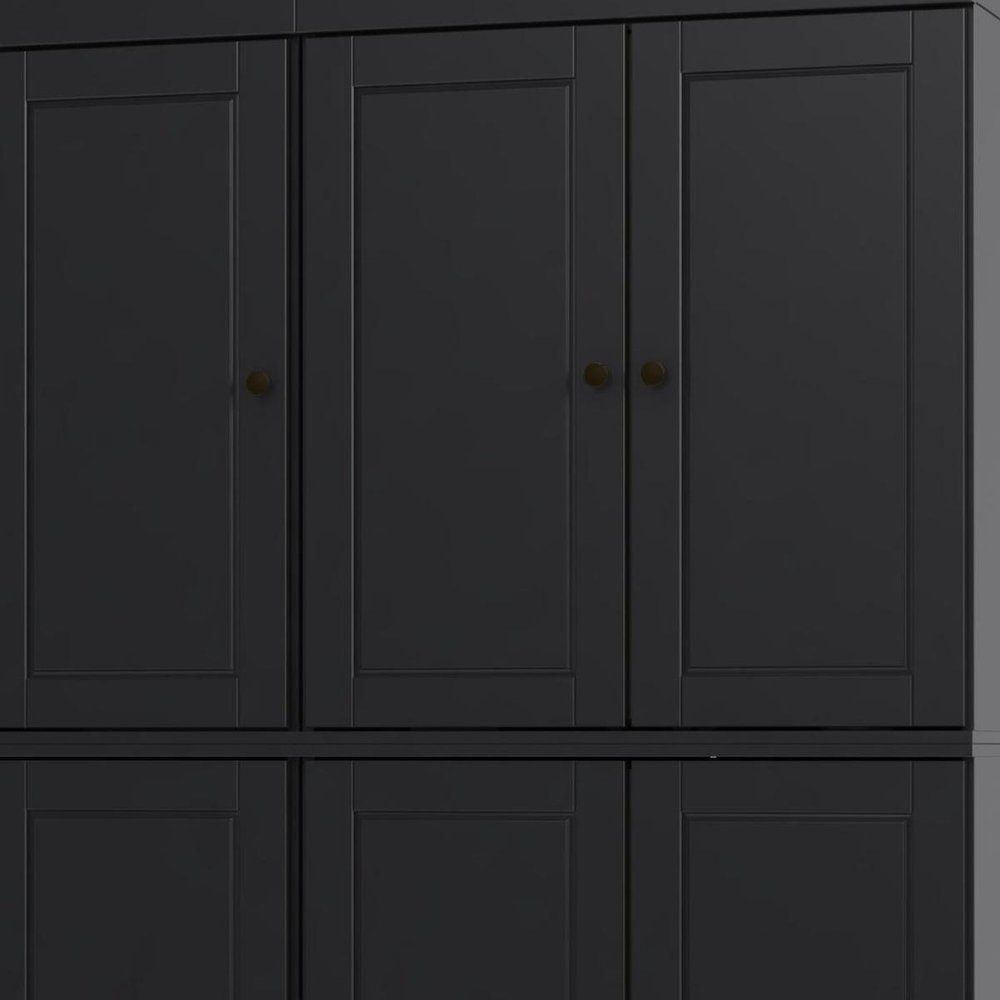 72" Black Solid Wood 8 Pantry Or Storage Closet