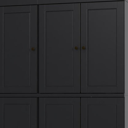 72" Black Solid Wood 8 Pantry Or Storage Closet