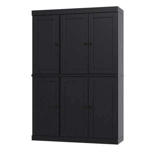 72" Black Solid Wood 8 Pantry Or Storage Closet HomeRoots