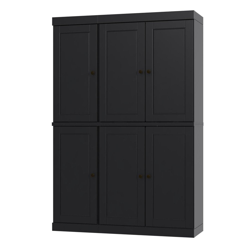 72" Black Solid Wood 8 Pantry Or Storage Closet — view 1
