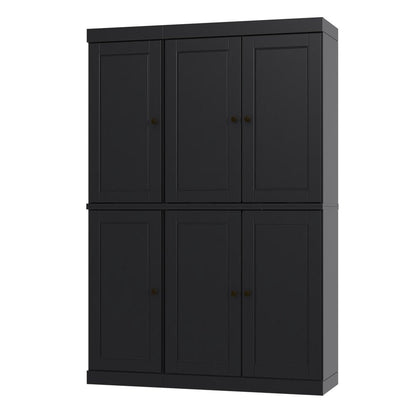 72" Black Solid Wood 8 Pantry Or Storage Closet HomeRoots