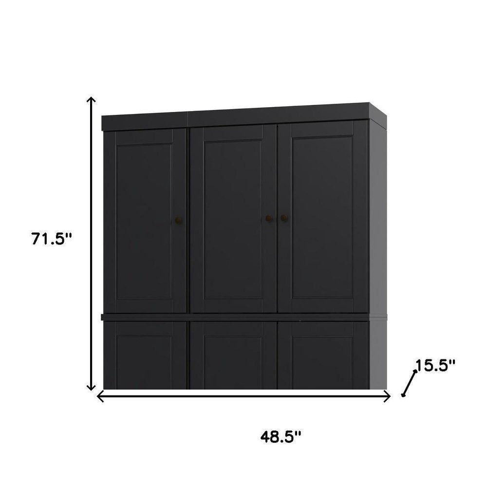 72" Black Solid Wood 8 Pantry Or Storage Closet — view 3
