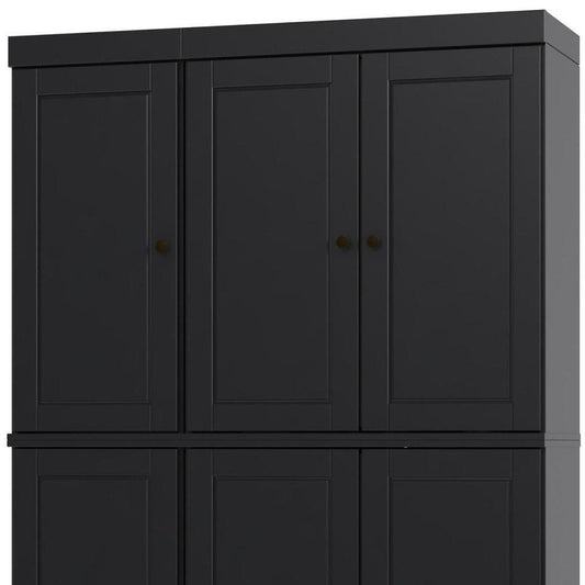 72" Black Solid Wood 8 Pantry Or Storage Closet HomeRoots