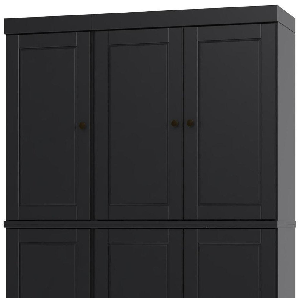 72" Black Solid Wood 8 Pantry Or Storage Closet HomeRoots