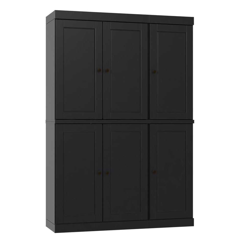 72" Black Solid Wood 8 Pantry Or Storage Closet — view 5