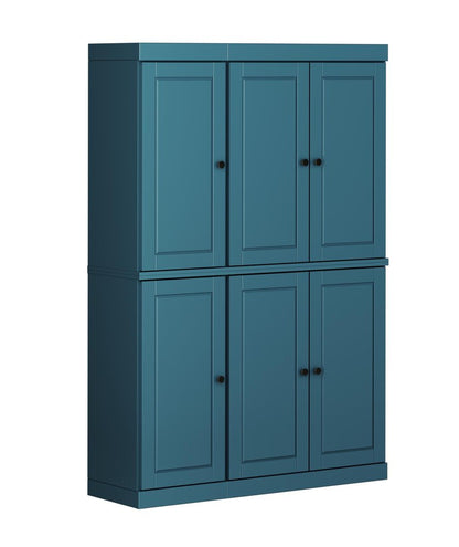 72" Teal Blue Solid Wood 8 Pantry Or Storage Closet HomeRoots