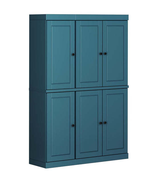72" Teal Blue Solid Wood 8 Pantry Or Storage Closet HomeRoots