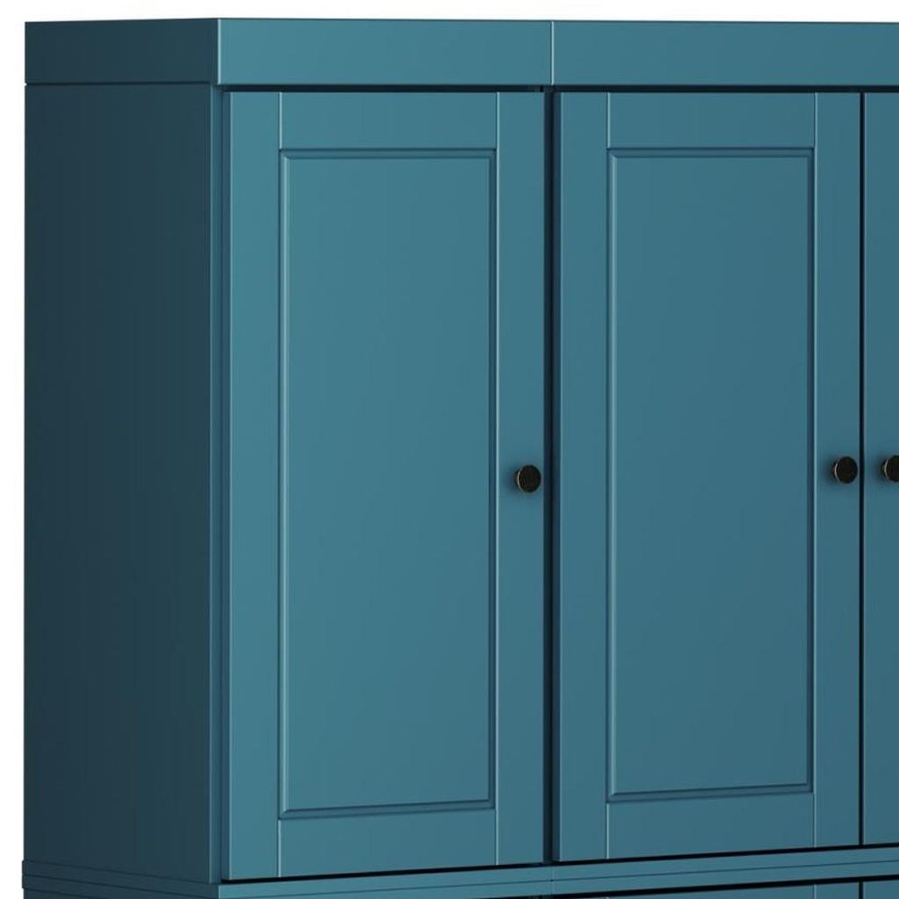 72" Teal Blue Solid Wood 8 Pantry Or Storage Closet HomeRoots