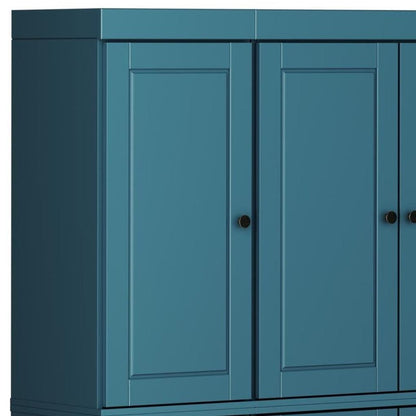 72" Teal Blue Solid Wood 8 Pantry Or Storage Closet HomeRoots
