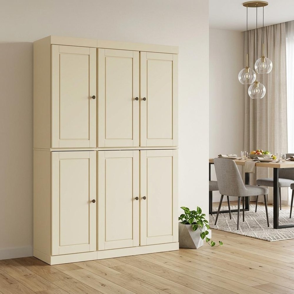 72" Yellow Solid Wood 8 Pantry Or Storage Closet HomeRoots