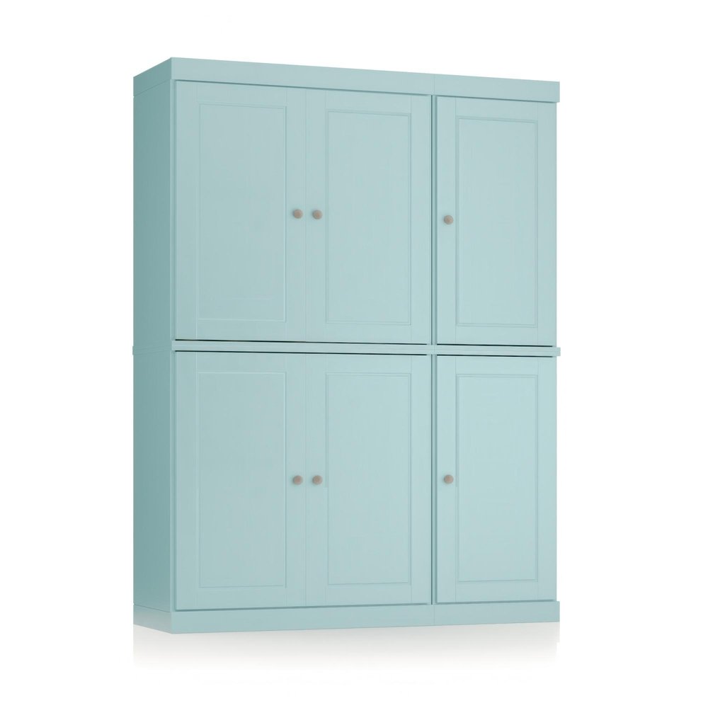 72" Aqua Solid Wood 8 Pantry Or Storage Closet