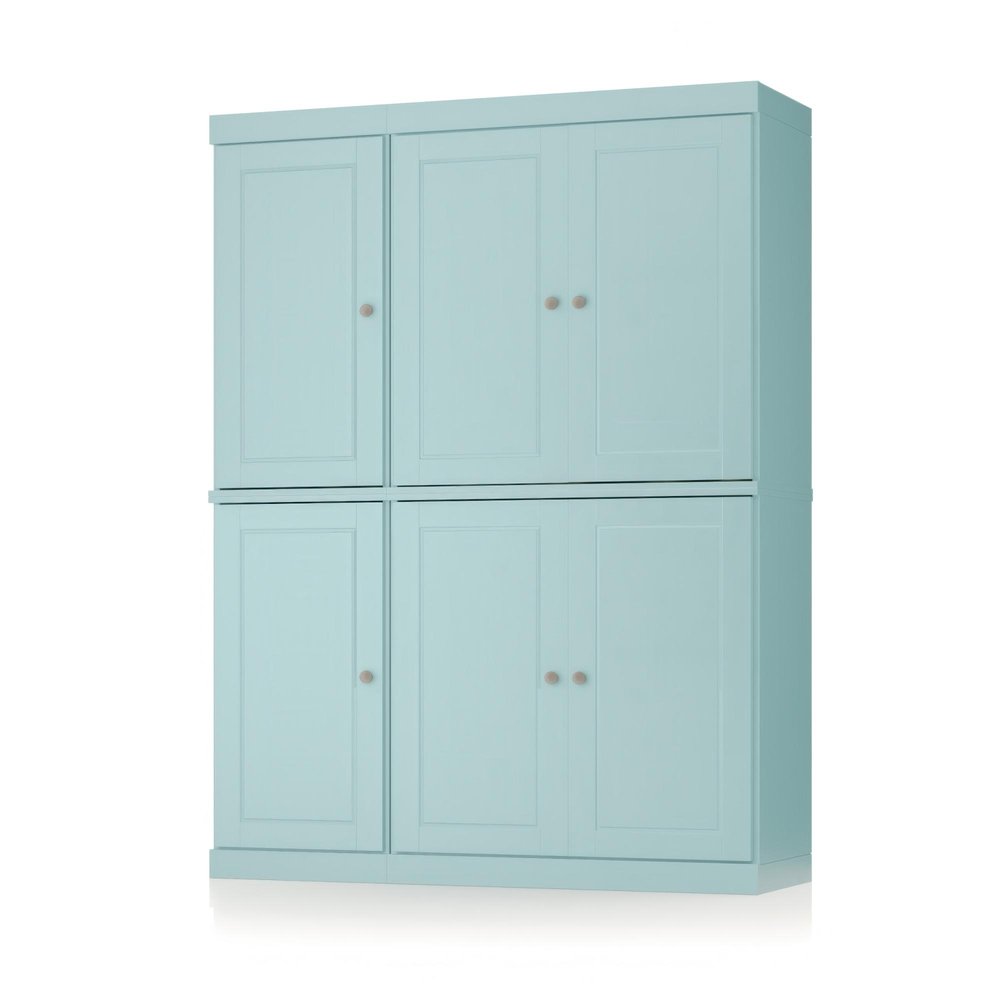 72" Aqua Solid Wood 8 Pantry Or Storage Closet HomeRoots