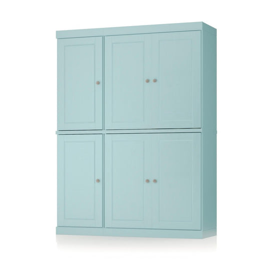 72" Aqua Solid Wood 8 Pantry Or Storage Closet HomeRoots
