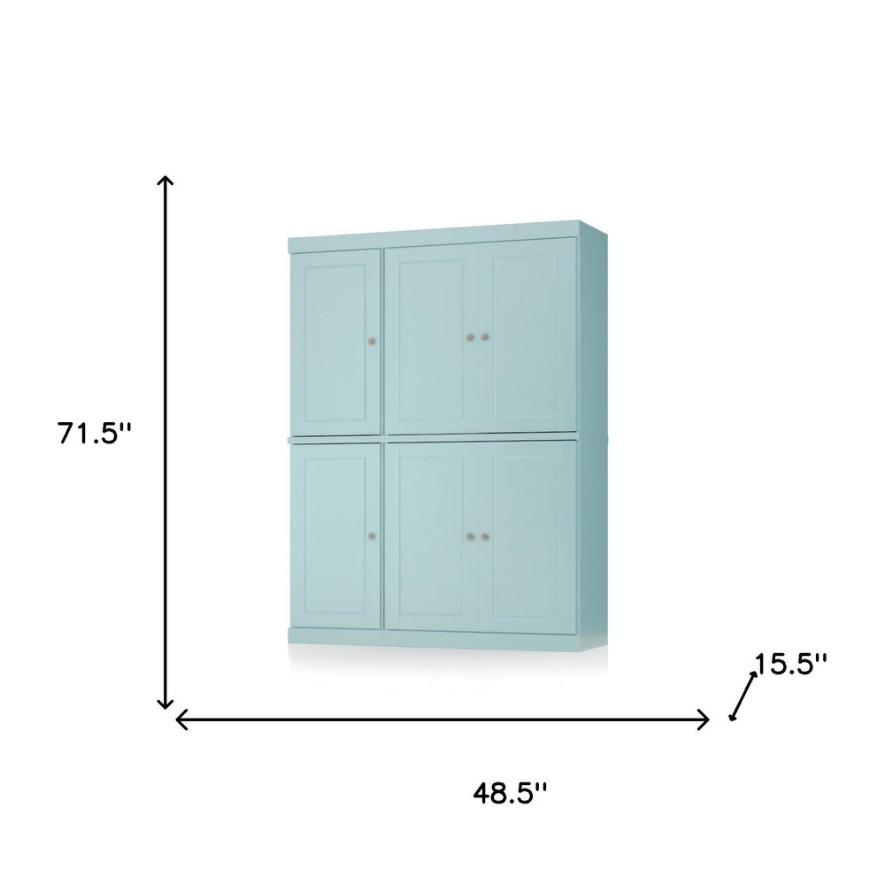 72" Aqua Solid Wood 8 Pantry Or Storage Closet — view 3