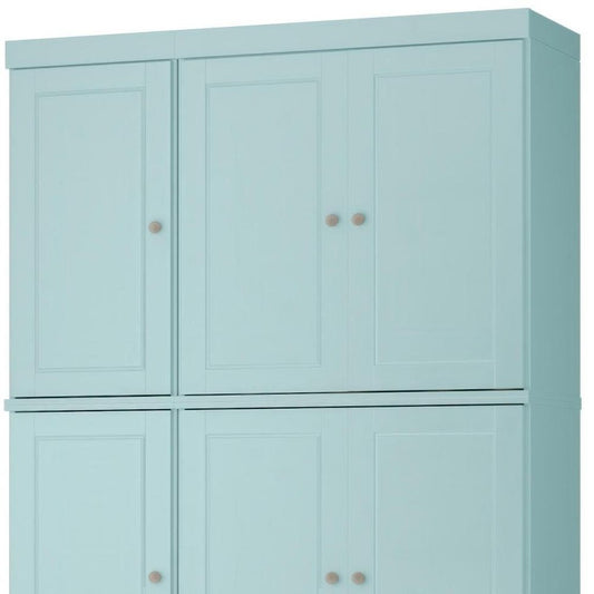 72" Aqua Solid Wood 8 Pantry Or Storage Closet HomeRoots