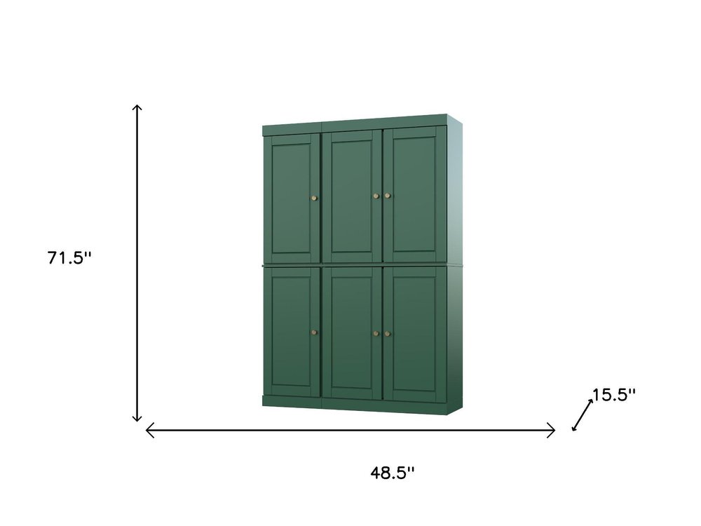 72" Green Solid Wood 8 Pantry Or Storage Closet HomeRoots