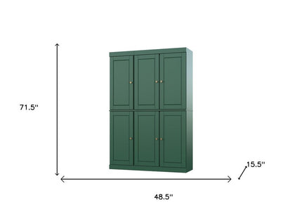 72" Green Solid Wood 8 Pantry Or Storage Closet HomeRoots