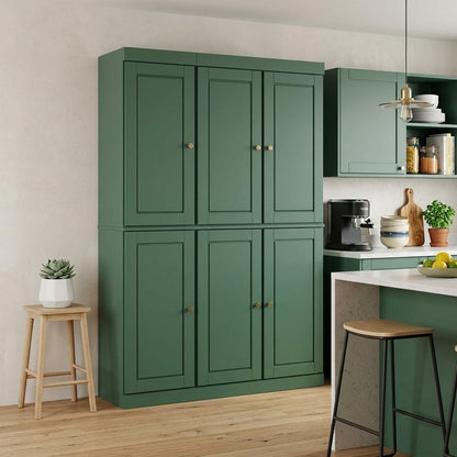 72" Green Solid Wood 8 Pantry Or Storage Closet HomeRoots