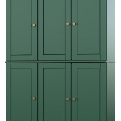 72" Green Solid Wood 8 Pantry Or Storage Closet