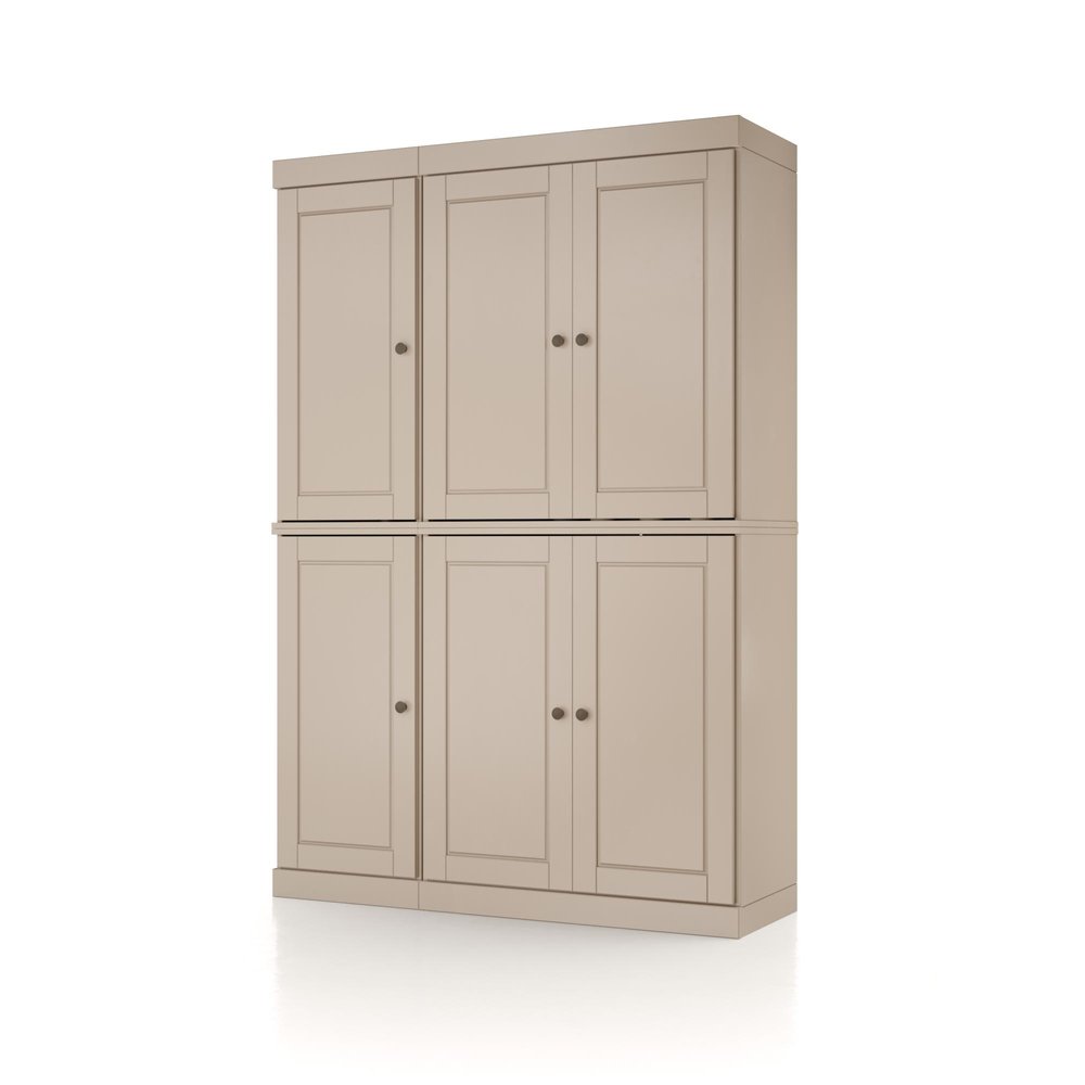 72" Beige Solid Wood 8 Pantry Or Storage Closet — view 1
