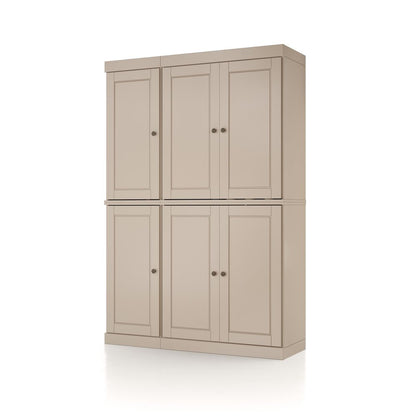 72" Beige Solid Wood 8 Pantry Or Storage Closet HomeRoots