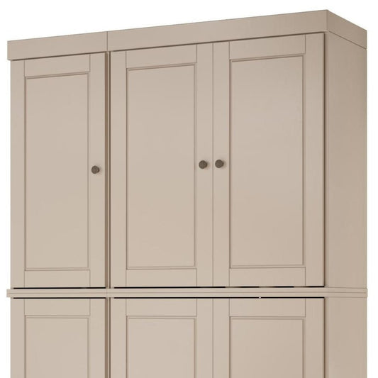 72" Beige Solid Wood 8 Pantry Or Storage Closet HomeRoots