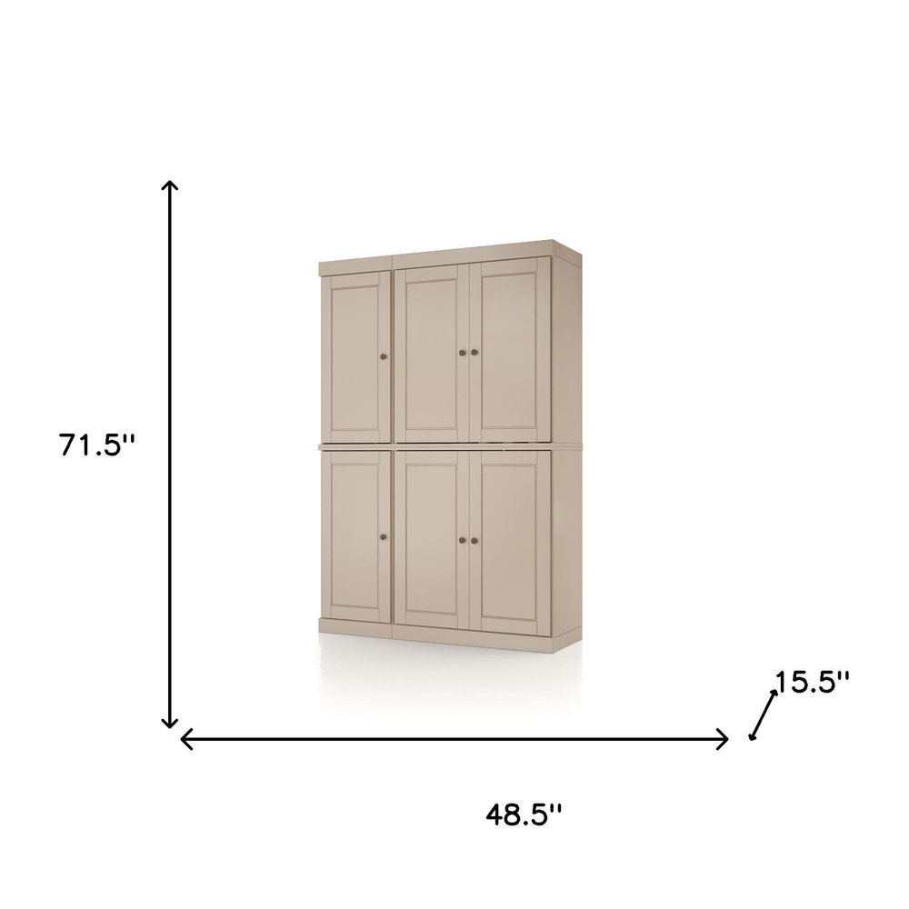 72" Beige Solid Wood 8 Pantry Or Storage Closet HomeRoots