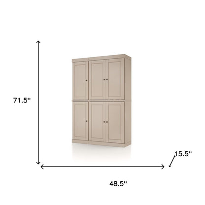 72" Beige Solid Wood 8 Pantry Or Storage Closet HomeRoots
