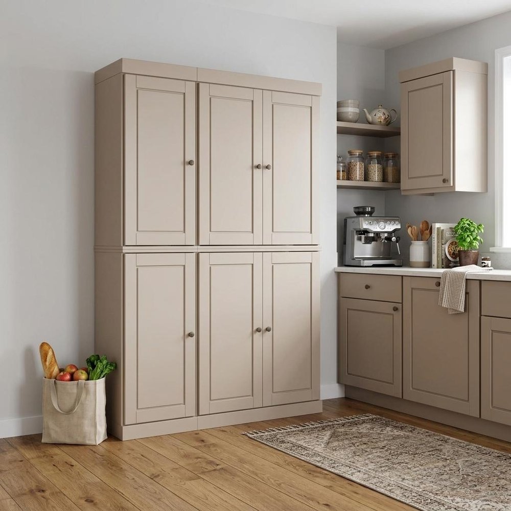 72" Beige Solid Wood 8 Pantry Or Storage Closet — view 5