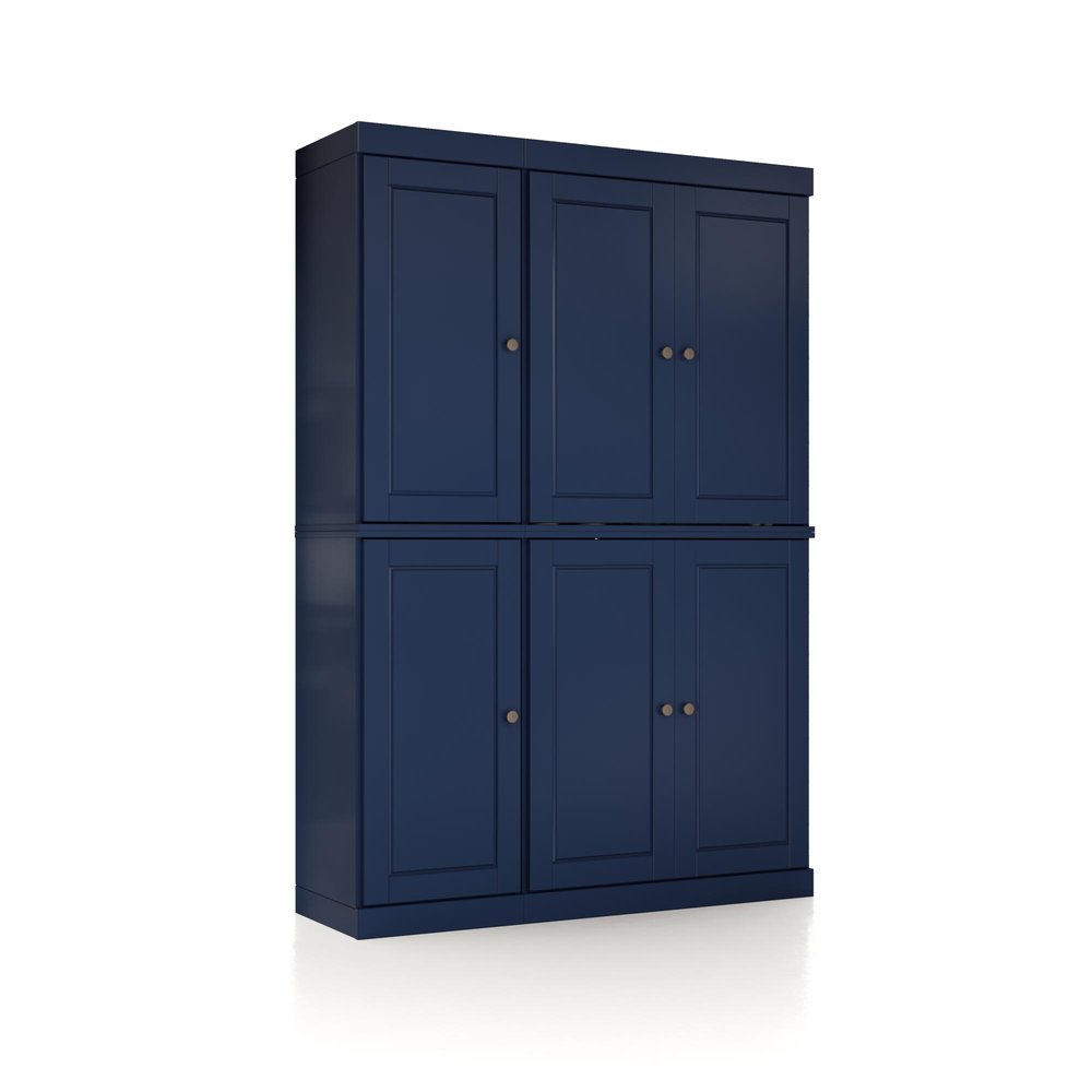 72" Navy Blue Solid Wood 8 Pantry Or Storage Closet HomeRoots