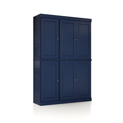 72" Navy Blue Solid Wood 8 Pantry Or Storage Closet HomeRoots